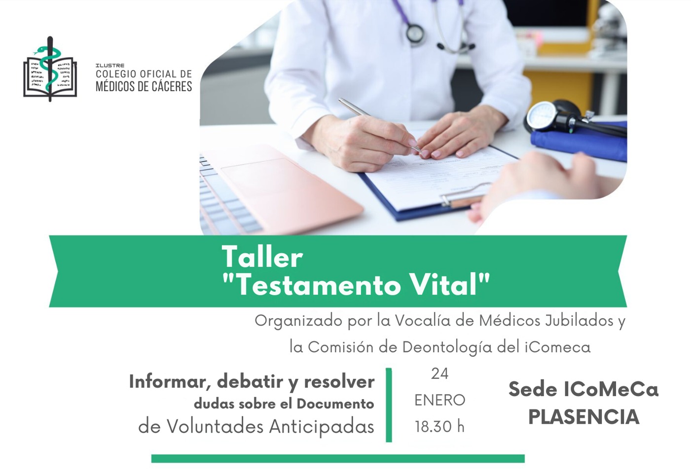 Cartel taller Voluntades Anticipadas 24-01-2024 Plasencia