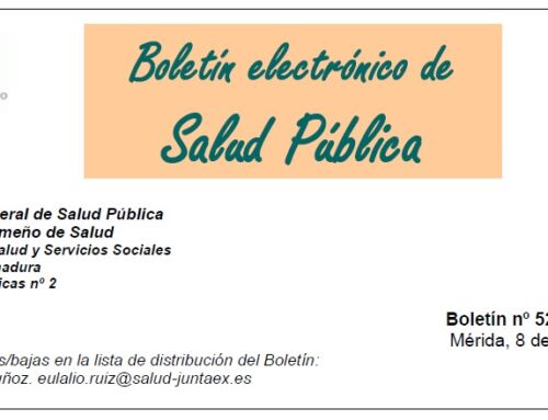 Publicado el Boletín electrónico de Salud Pública de Extremadura nº 527 con las últimas novedades sanitarias