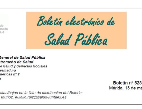 Publicado el Boletín electrónico de Salud Pública de Extremadura nº 528 con las últimas novedades sanitarias